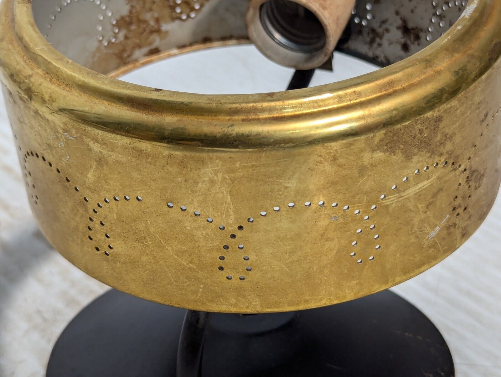 Vtg Art Deco light fixture, brass plated, missing cover, as shown -Free Shipping