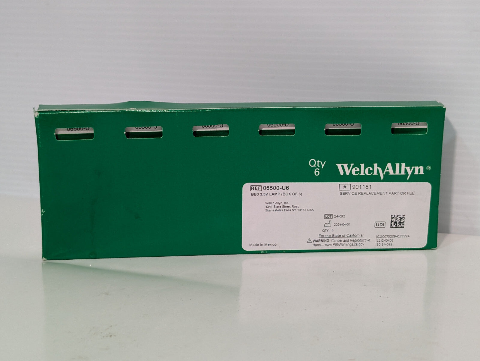 Welch Allyn 06500-U6 Replacement BB0 3.5V Halogen Lamp Otoscope Bulbs 901181 6Pk