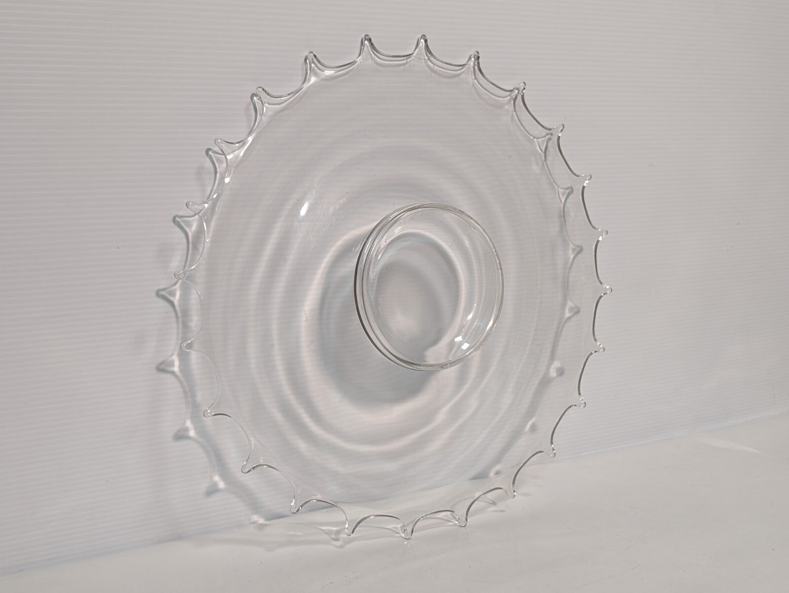Vintage Glass Serving Platter \ Dish, 24 Point, 16.5" Wide, Clear