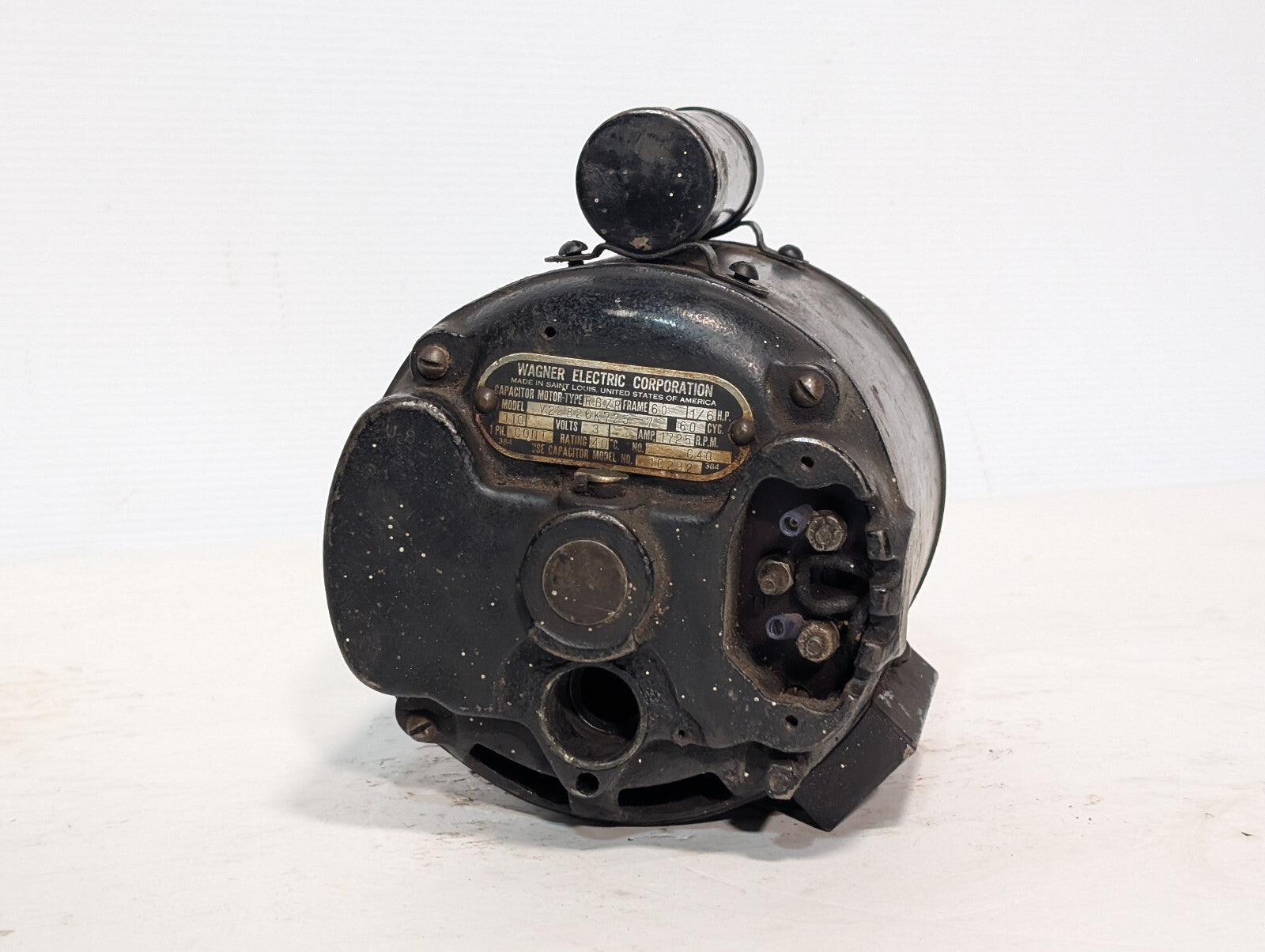 Wagner Electric V22B26K725-7 Type RBZR Capacitor Motor 1/6HP 1PH 110V 1725RPM