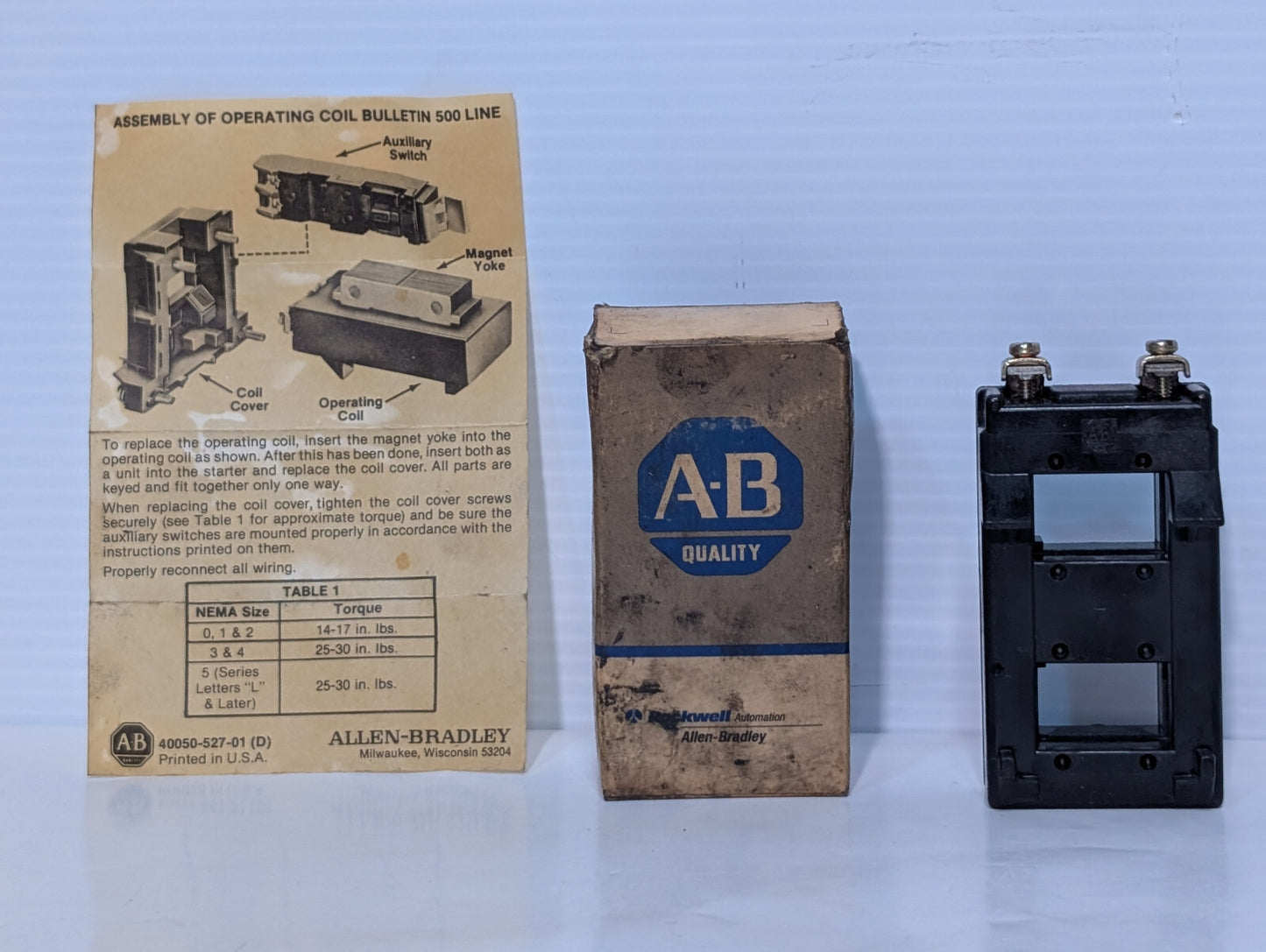 Allen Bradley CB236 Contactor Coil Rockwell Automation 115-120V, 60Hz