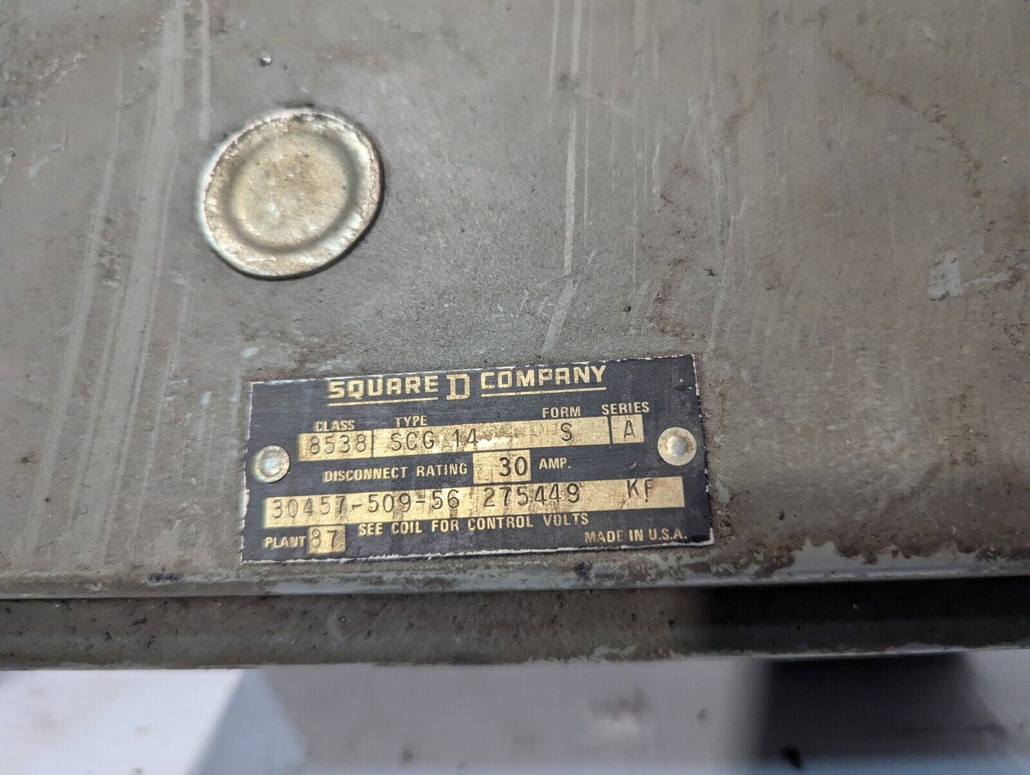 Square D 8538SCG14S combination motor starter, NEMA size 1, 30A - Free Shipping