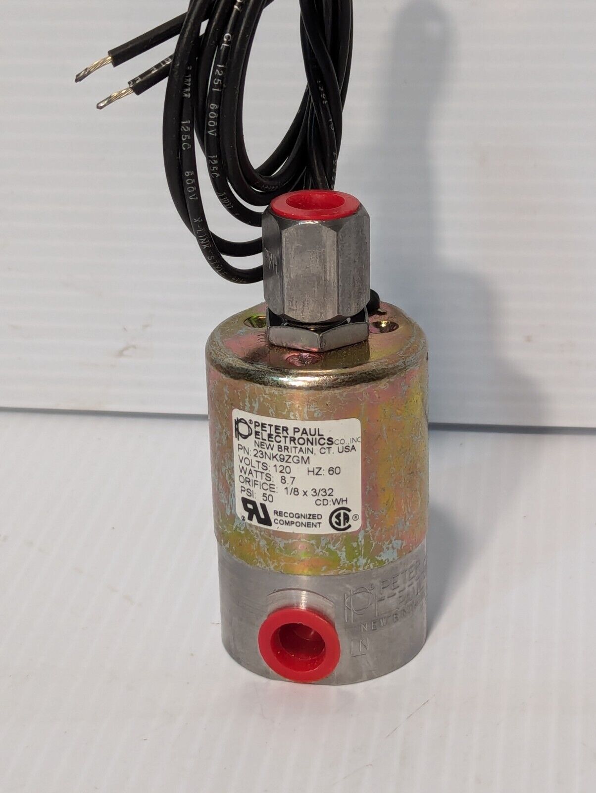 Peter Paul 23NK9ZGM Solenoid Valve 8.7W 120Vac 50Psi 1/8x3/32 CD:WH - Free Ship