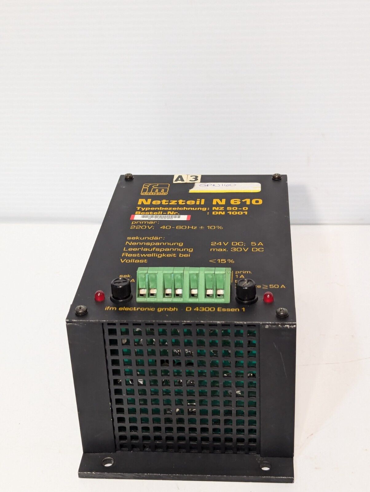 ifm electronic Netzteil N610 power supply, NZ50-0, DN 1001, 220VAC, 40-60Hz; 24V