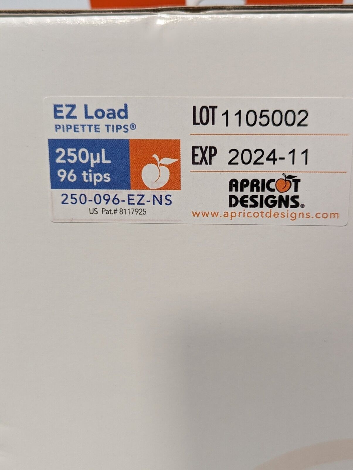 Case of 960 Apricot Designs 250-096-EZ-NS EZ load pipette tips, 250μL