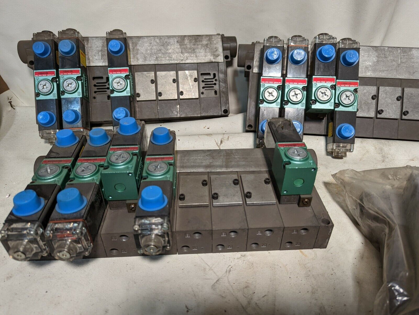 Numatics Manifold w/8-blocks, assorted valves as pictured - Free Shipping