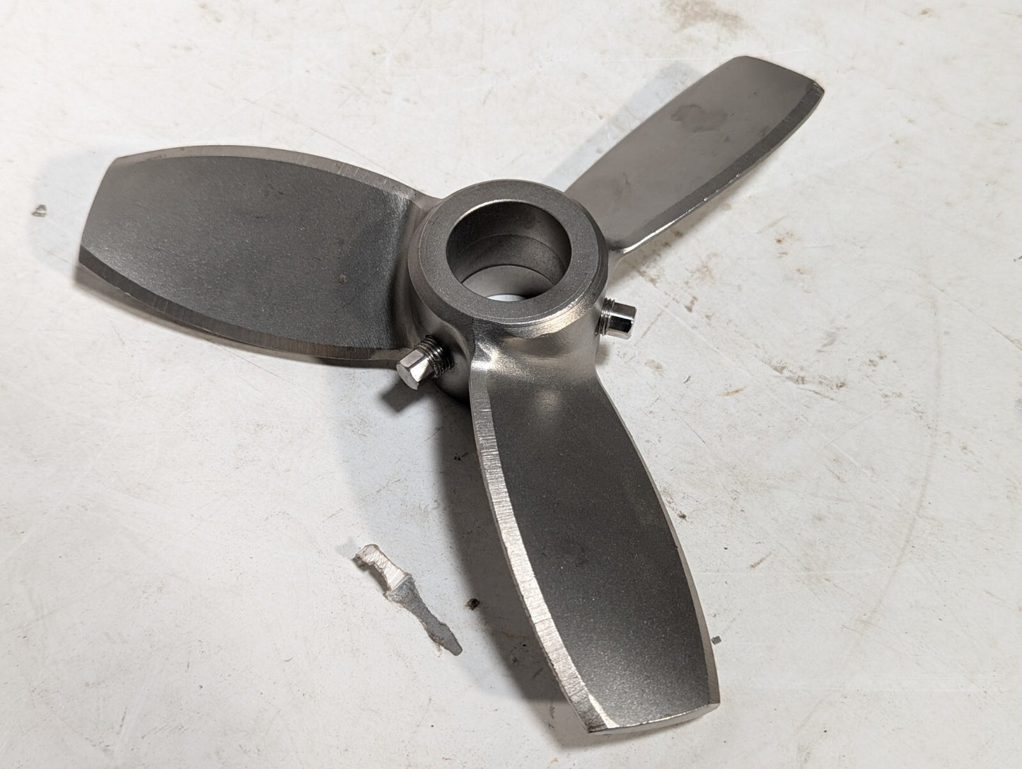 8.5" Mixing Propeller, 3 Blades, Steel, Two Set Screws with Square Heads