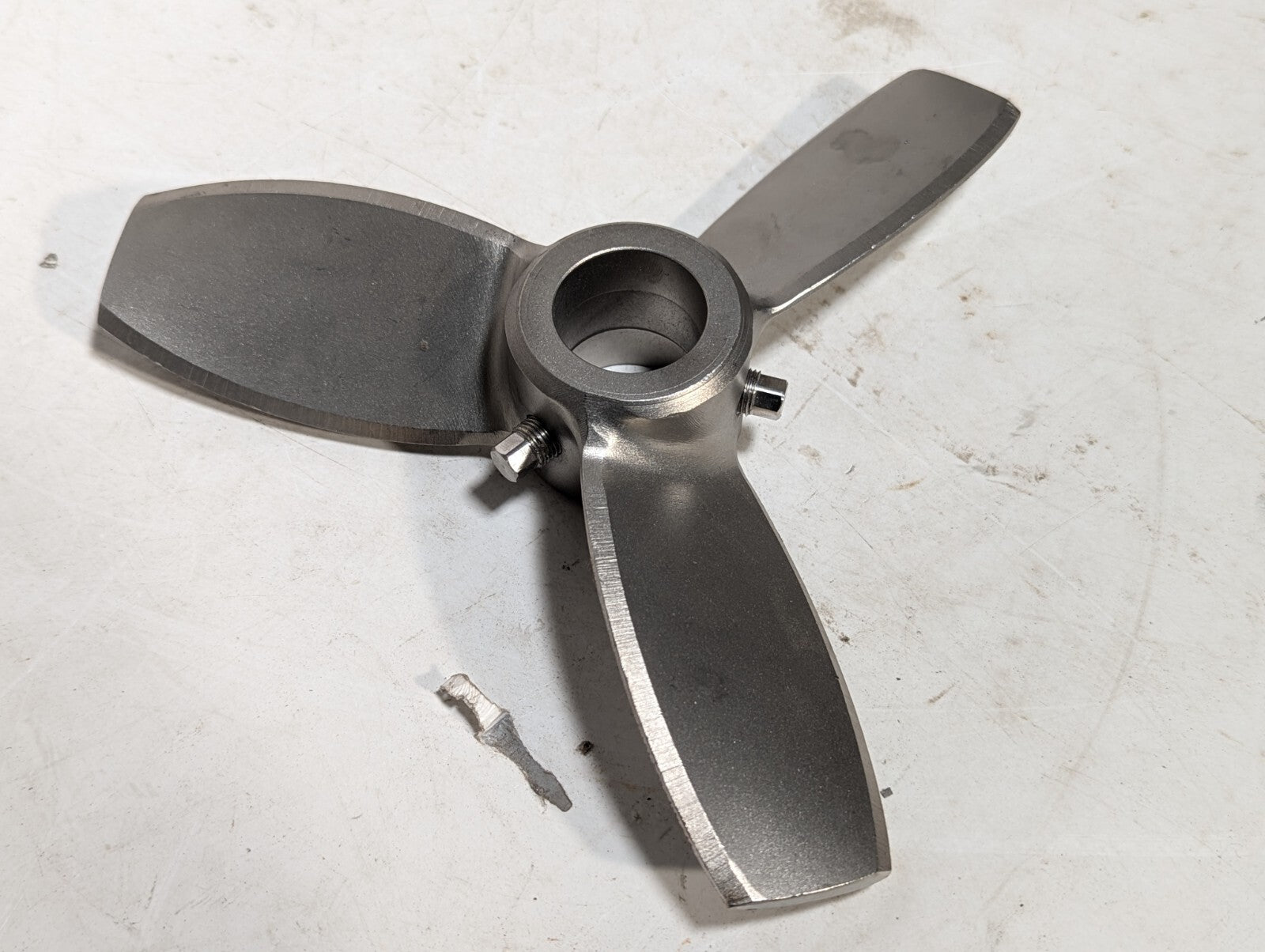 8.5" Mixing Propeller, 3 Blades, Steel, Two Set Screws with Square Heads