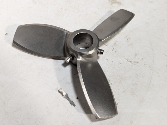 8.5" Mixing Propeller, 3 Blades, Steel, Two Set Screws with Square Heads