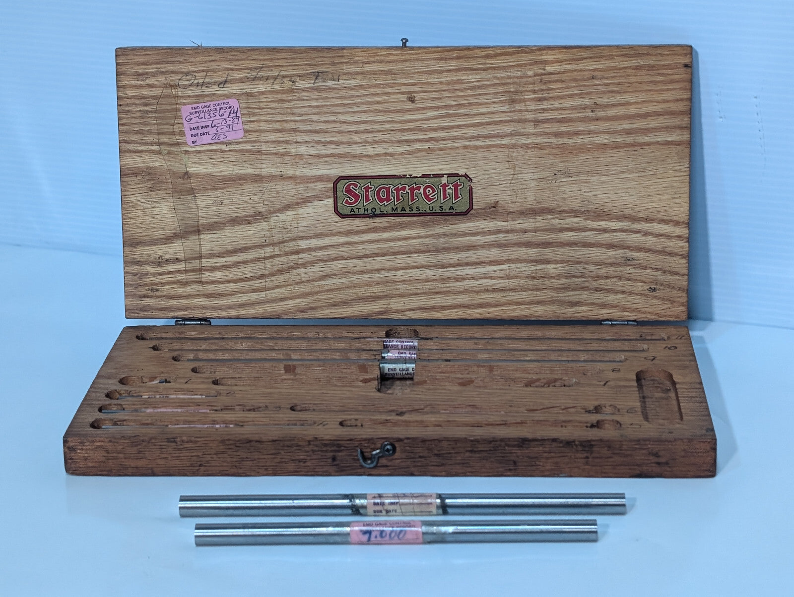 Vintage Starrett Machinist Gauge Blocks Measuring Tools Gage Set Wood Case, USA