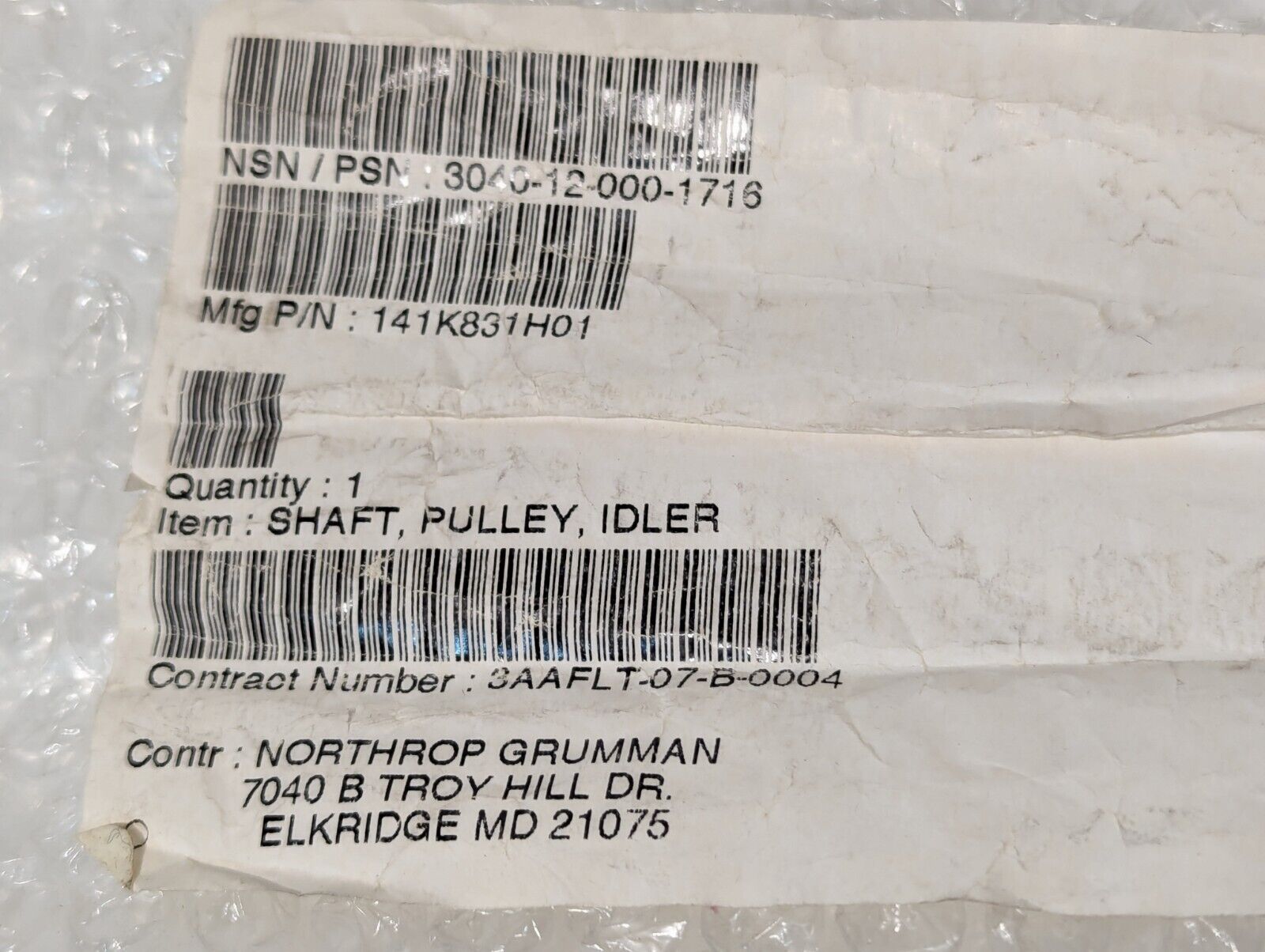 141K831H01 Idler Pulley Shaft - Free Shipping