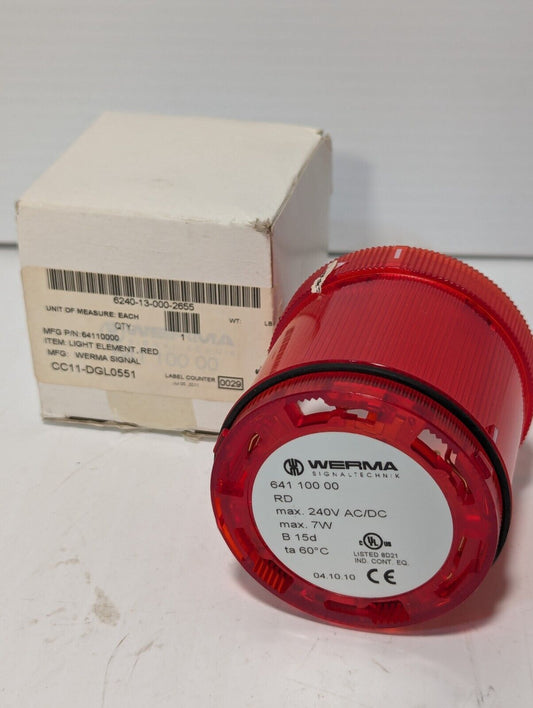 Werma  641 100 00 Incandescent Red Signal Tower Light  - Free Shipping
