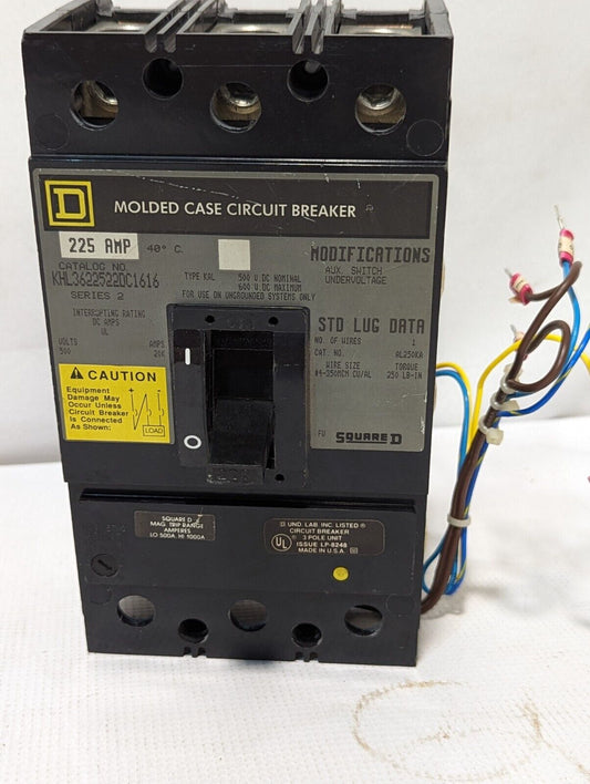 Square D KHL3622522DC1616, Molded Case Circuit Breaker, 225A, 600V, 3 Pole