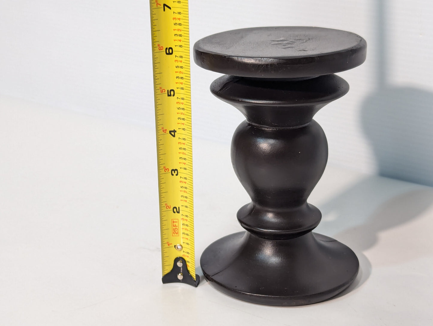 Unique Vintage Mid-Century Wooden Chalice Bowl Wood Stand Pedestal, Red Interior