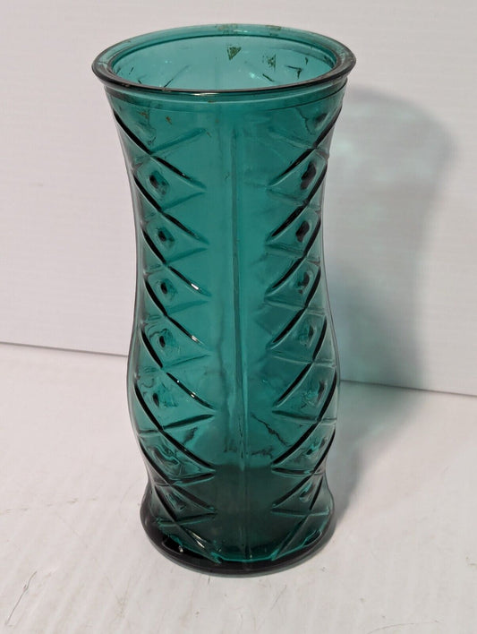 VTG E.O. Brody Cleveland, Aqua Teal Glass Vase, Flower Vase - Free Shipping