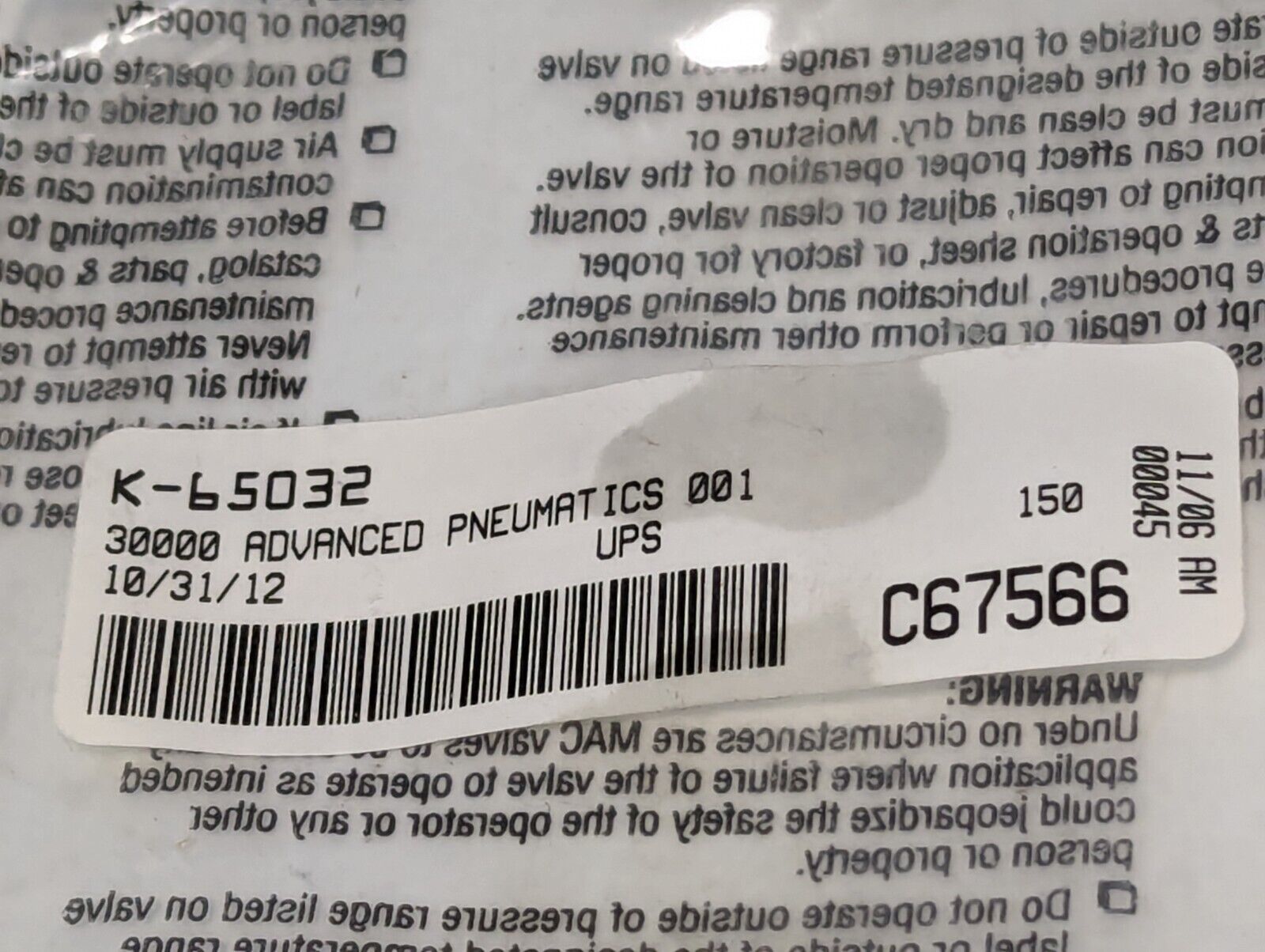 Advanced Pneumatics K-65032 Vacuum Valve Repair - Free Shipping