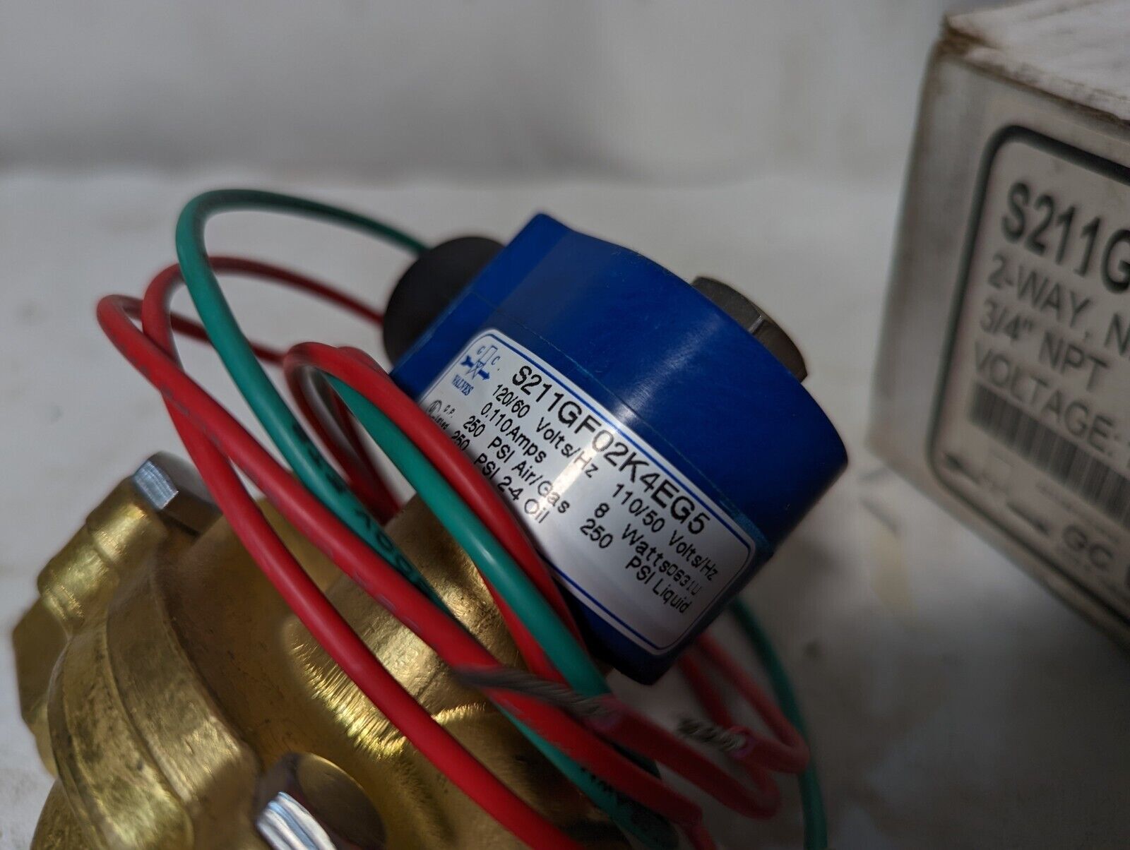 GC Valves S211GF02K4EG5 2-way valve, 3/4 NPT, 250PSI max, 110/120VAC
