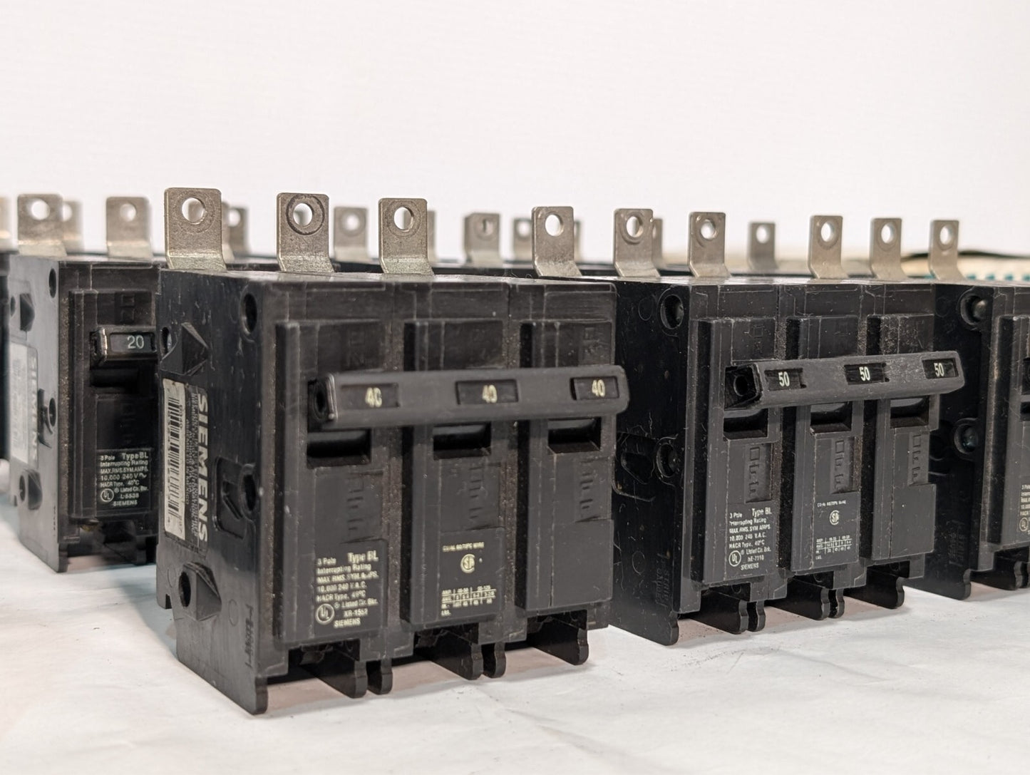 (19) Siemens 3-Pole Circuit Breakers, B- and BL- Type, 15A 20A 30A 40A 50A 60A