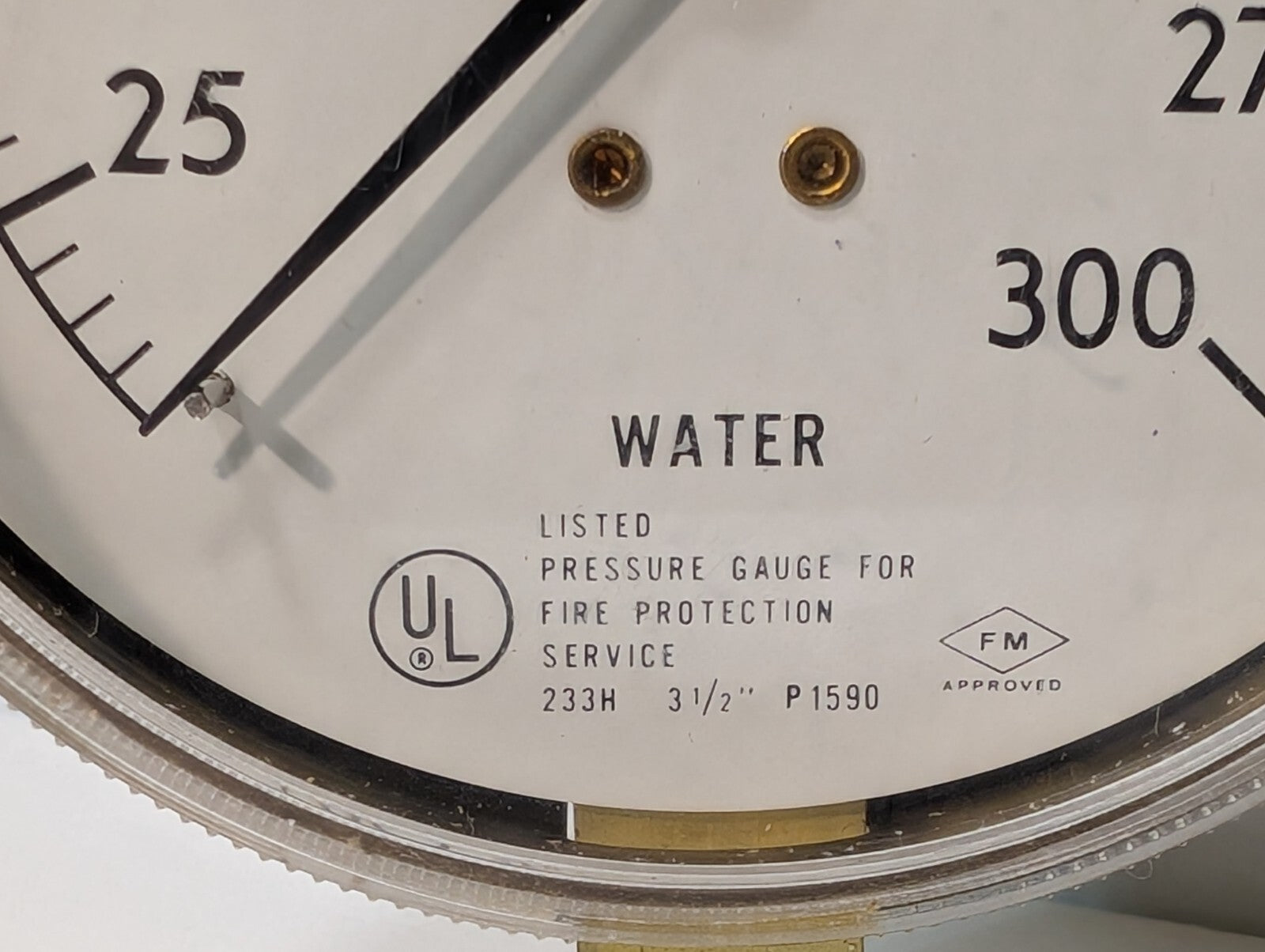 U.S. Gauge 37590 Water Pressure Gauge for Fire Protection, 0-300psi Dial Range