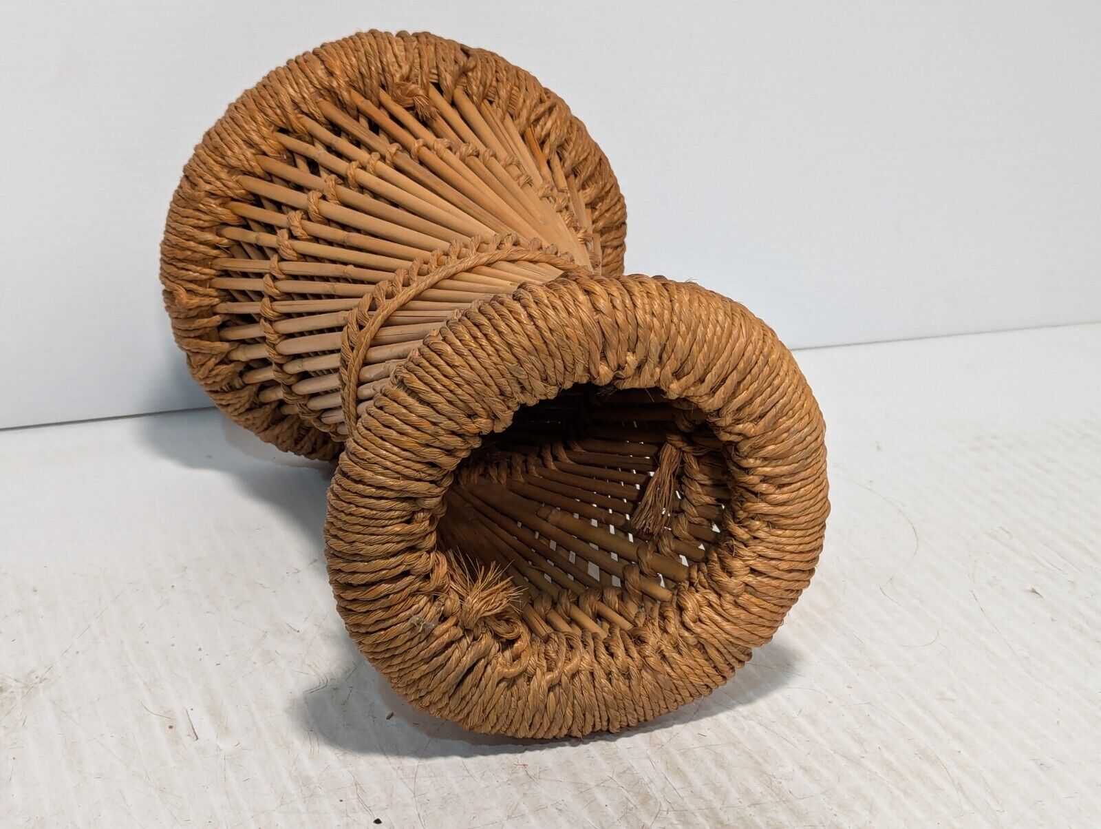 Wicker Hand Woven Vase Style Basket, Light Brown, 13(H) X 8(W)IN - Free Shipping