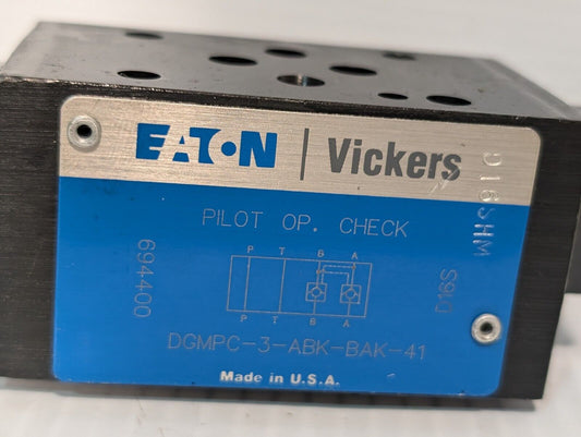 Vickers DGMPC-3-ABK-BAK-41 Pilot Operated Dual Function Check Valve - Free Ship