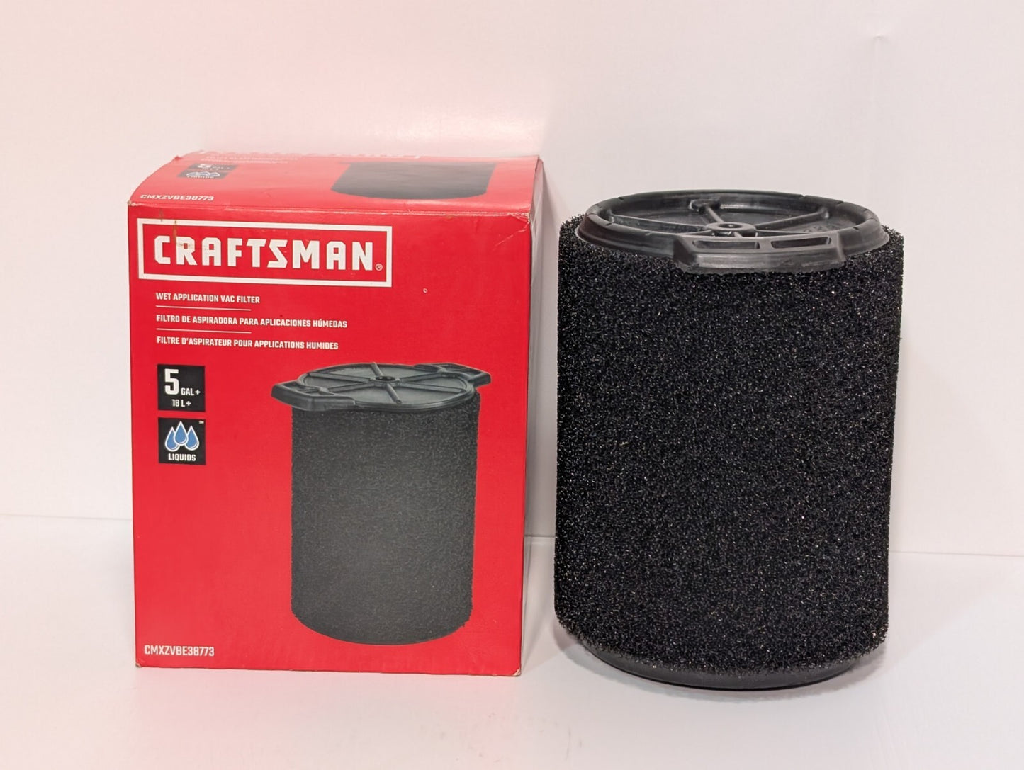 [1] CMXZVBE38773 Wet Application Filter for CRAFTSMAN 5 to 20 Gallon Vacuums