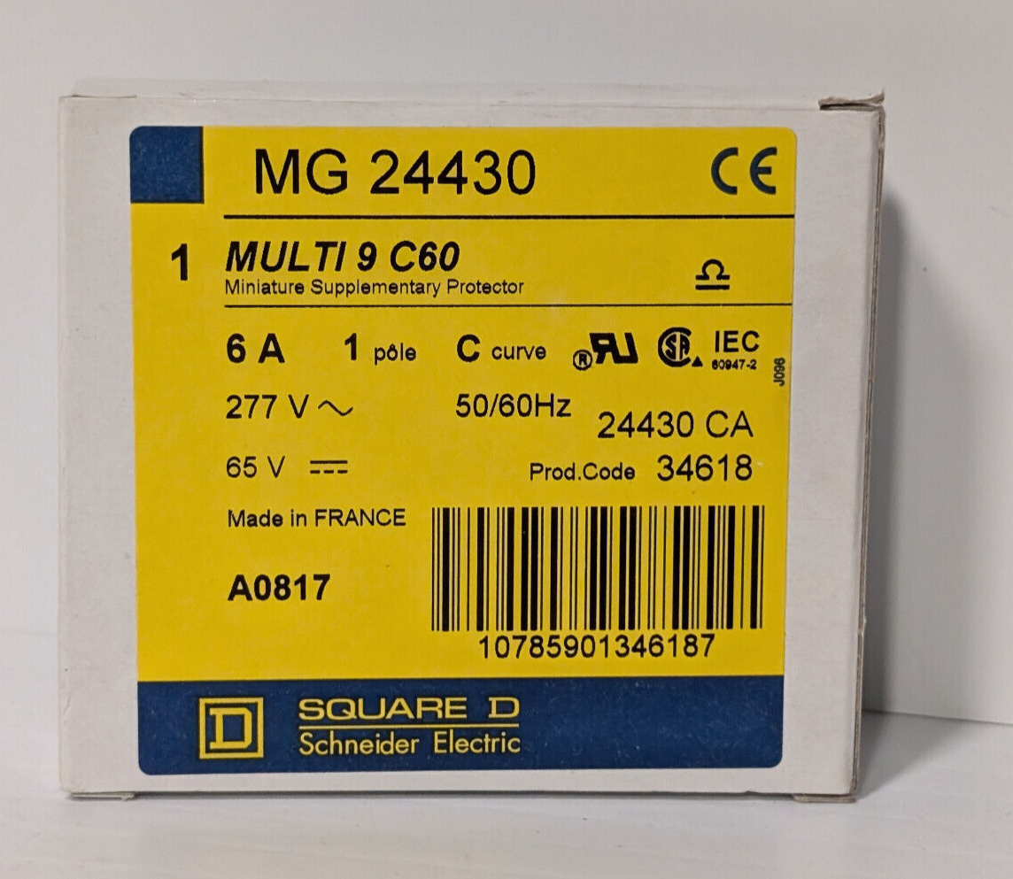 Square D Schenider MG 24430 Miniature Supplementary Protector, 6A, 1 pole, C cur