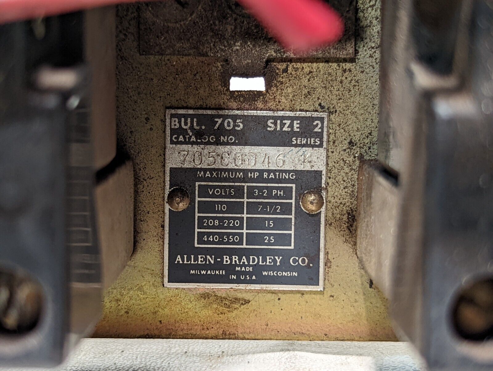 Allen-Bradley 705COD46, ser. K, motor starter w/110/120VAC coil, 7.5HP, NEMA 2