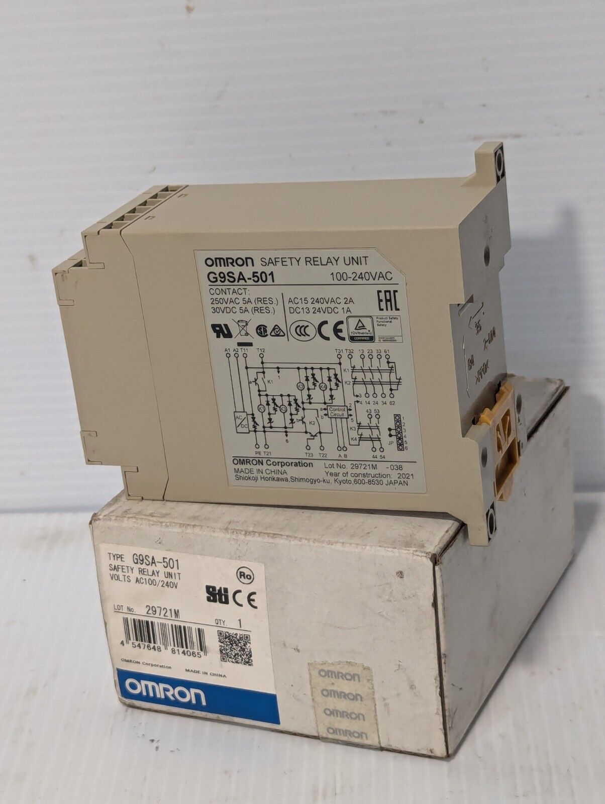 Omron G9SA-501 Safety Relay Unit, 100-240vac, 45mm Width - Free Shipping