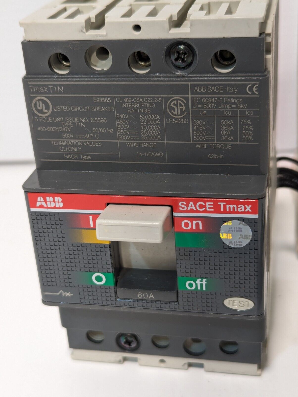 ABB Circuit Breaker  Switch 600A 600V 3P T1N060TLA, 162K864H01 - Free Shipping