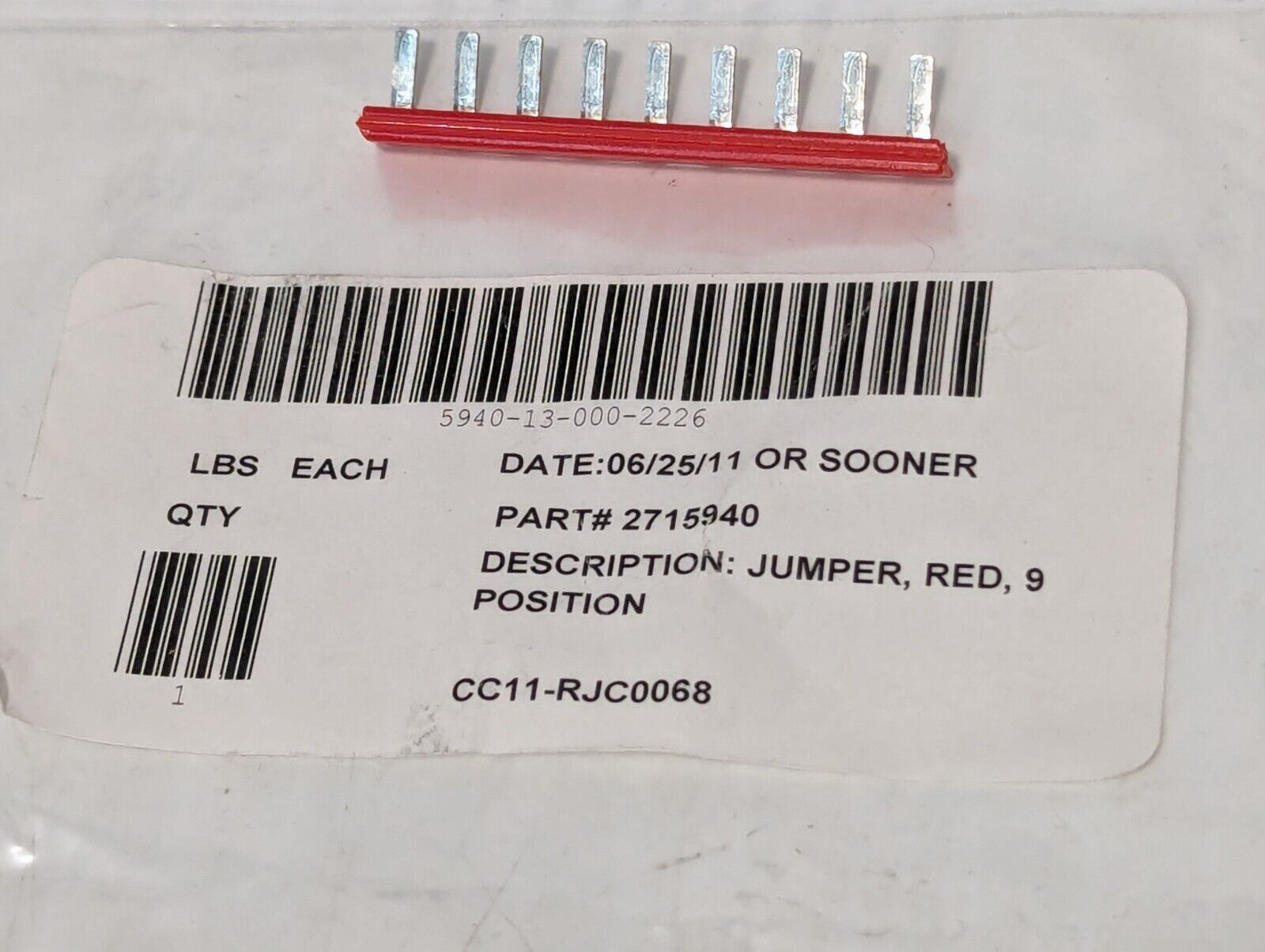 2715940 Phoenix Contact Push in Red Jumper Bar 9 Positions - Free Shipping
