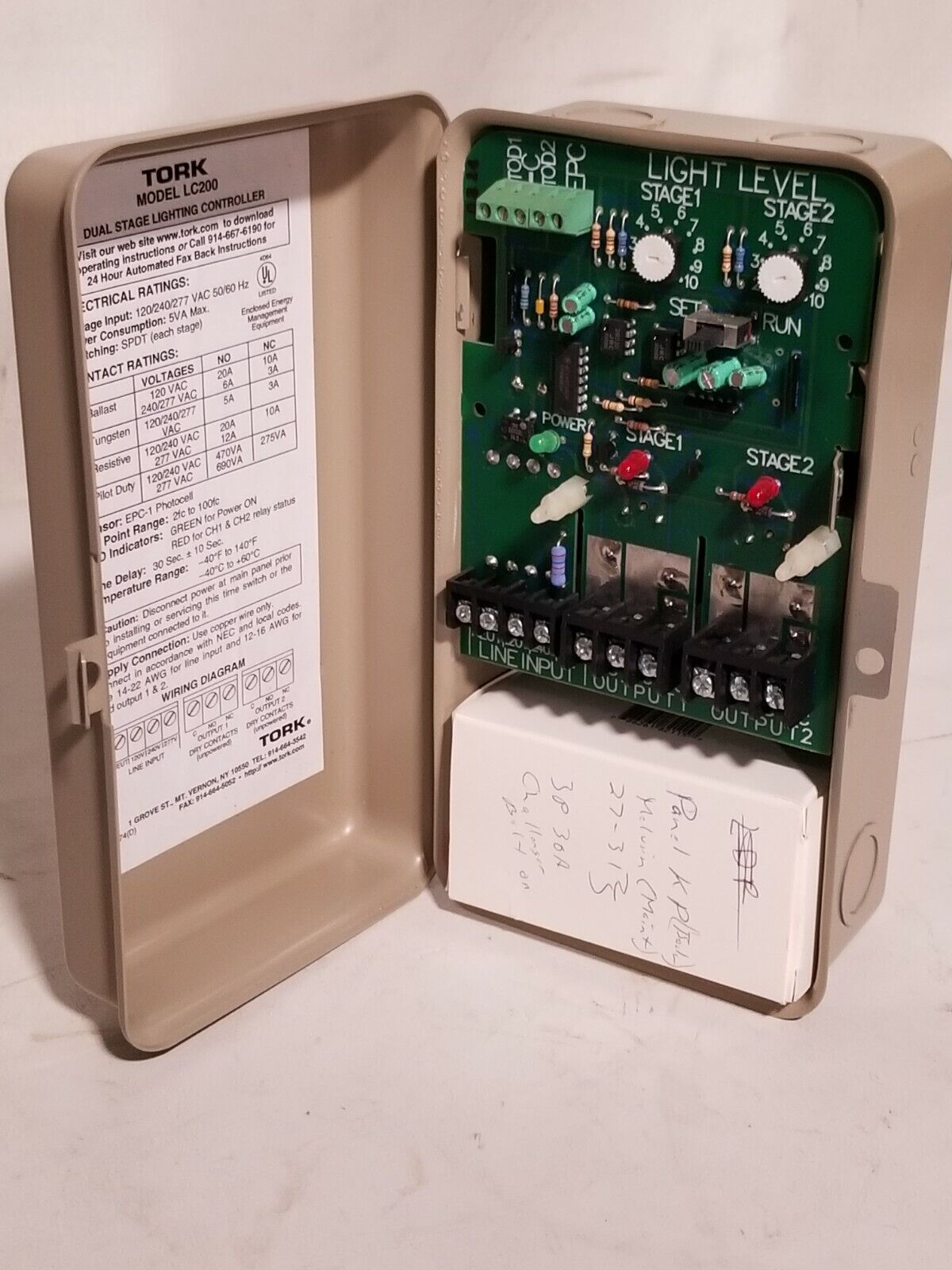 Tork LC200 Dual Stage Lighting Controller w/EPC1 photocell, BAD RELAYS-Free Ship