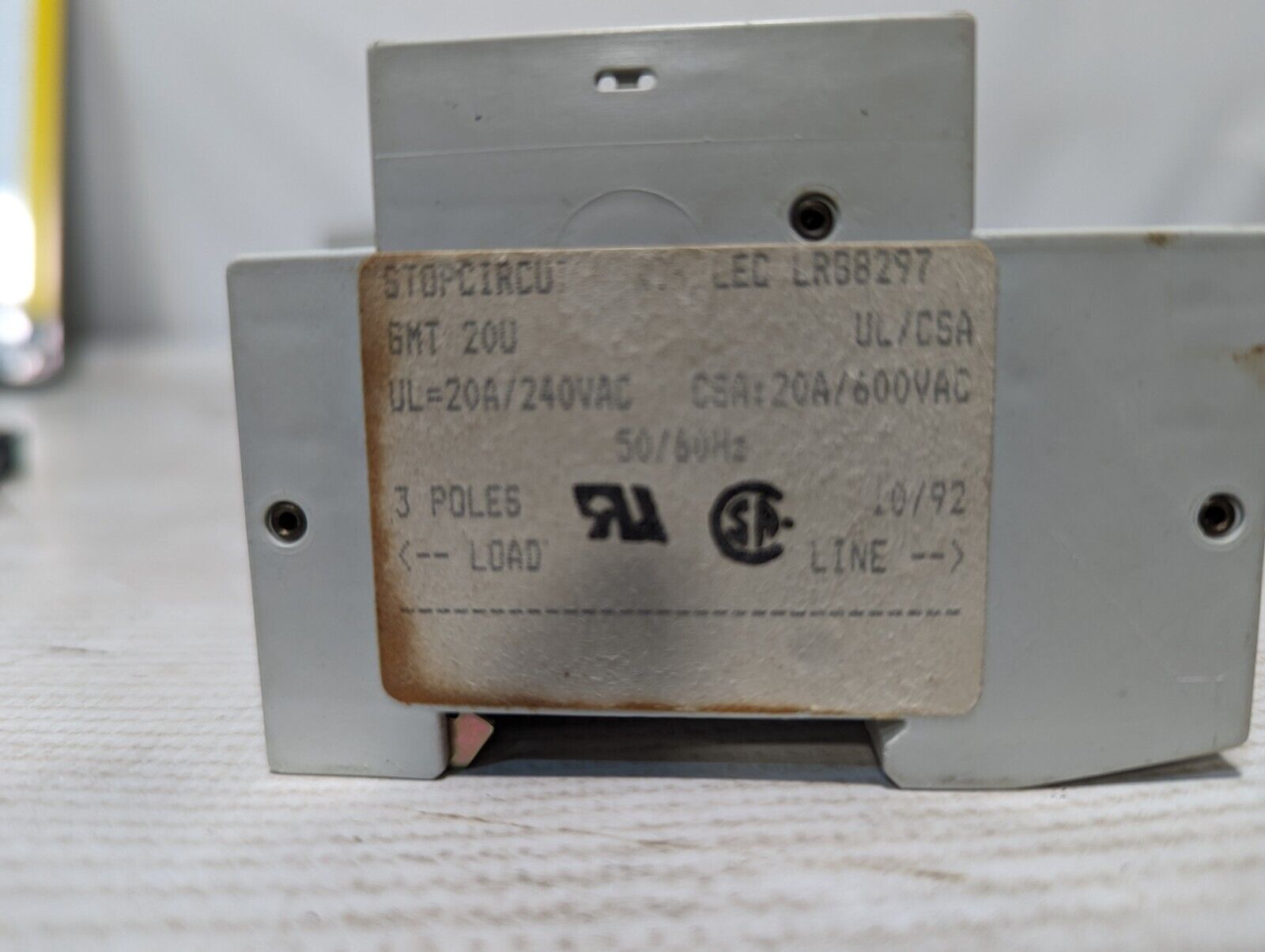 Entrelec LR88297 Circuit Breaker, 20A, 600VAC, 3-Pole