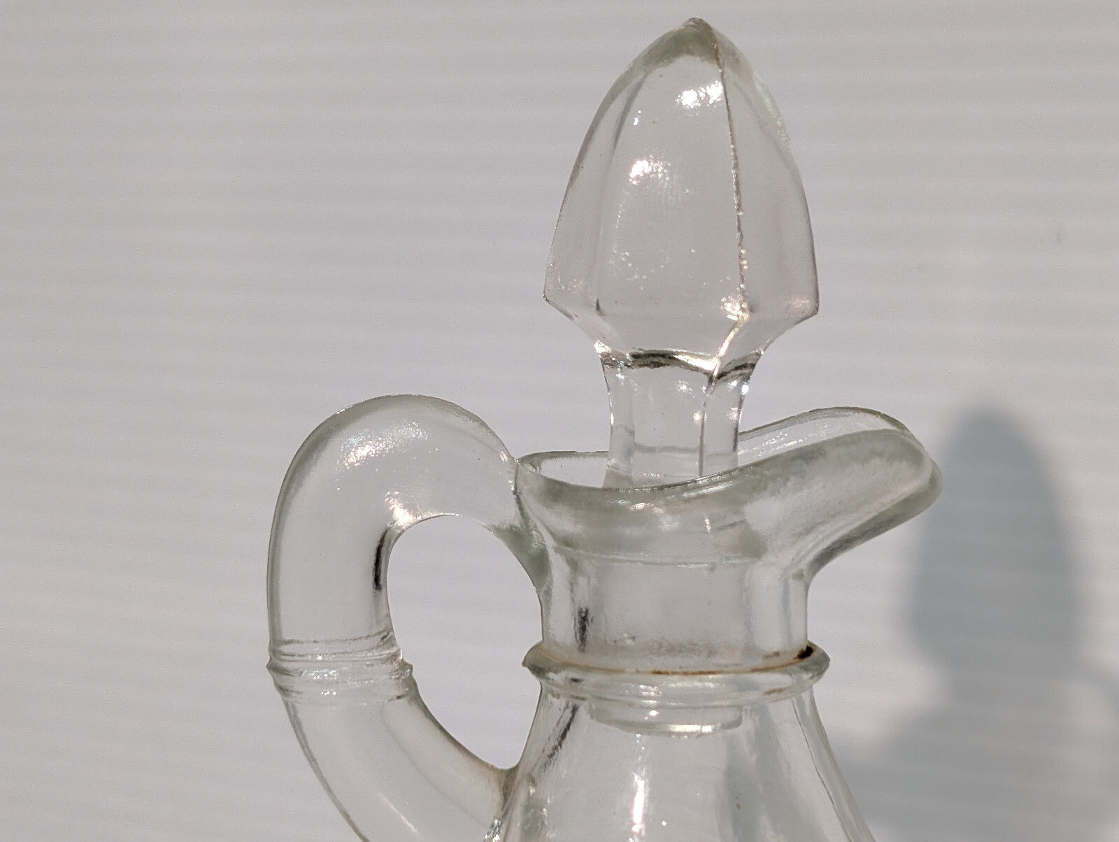 Vintage Clear Glass Cruet Bottle with Stopper Oil Vinegar Dressing Serving Ware