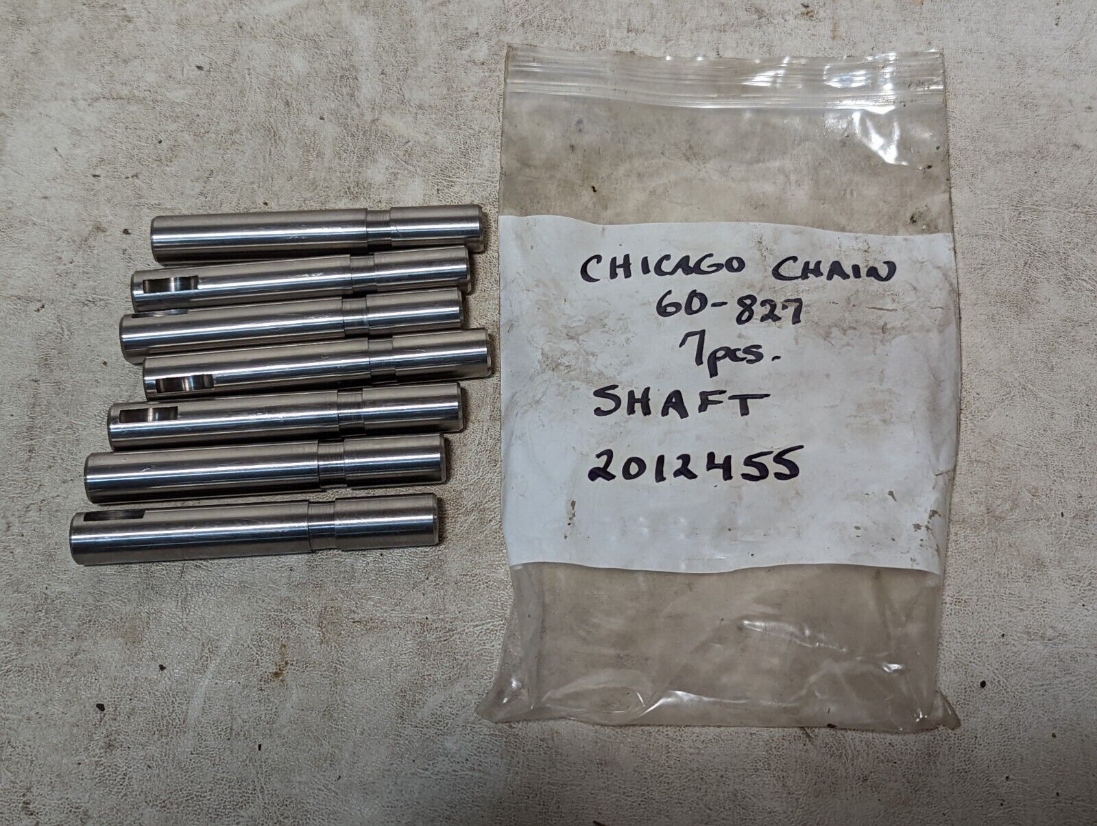 Lot of Chicago Chain parts: 60-827 shaft x7, 3H465-416-G x2, more as pictured
