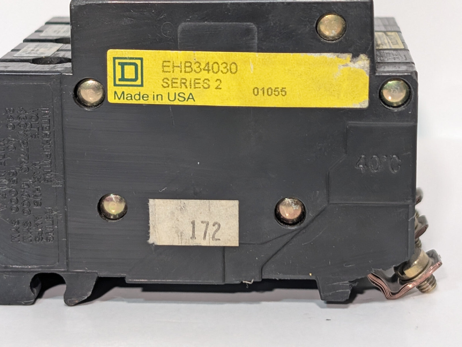 Square D EHB34030 Series 2 Circuit Breaker, 3-Pole, 30A, Bolt-On, Made in USA