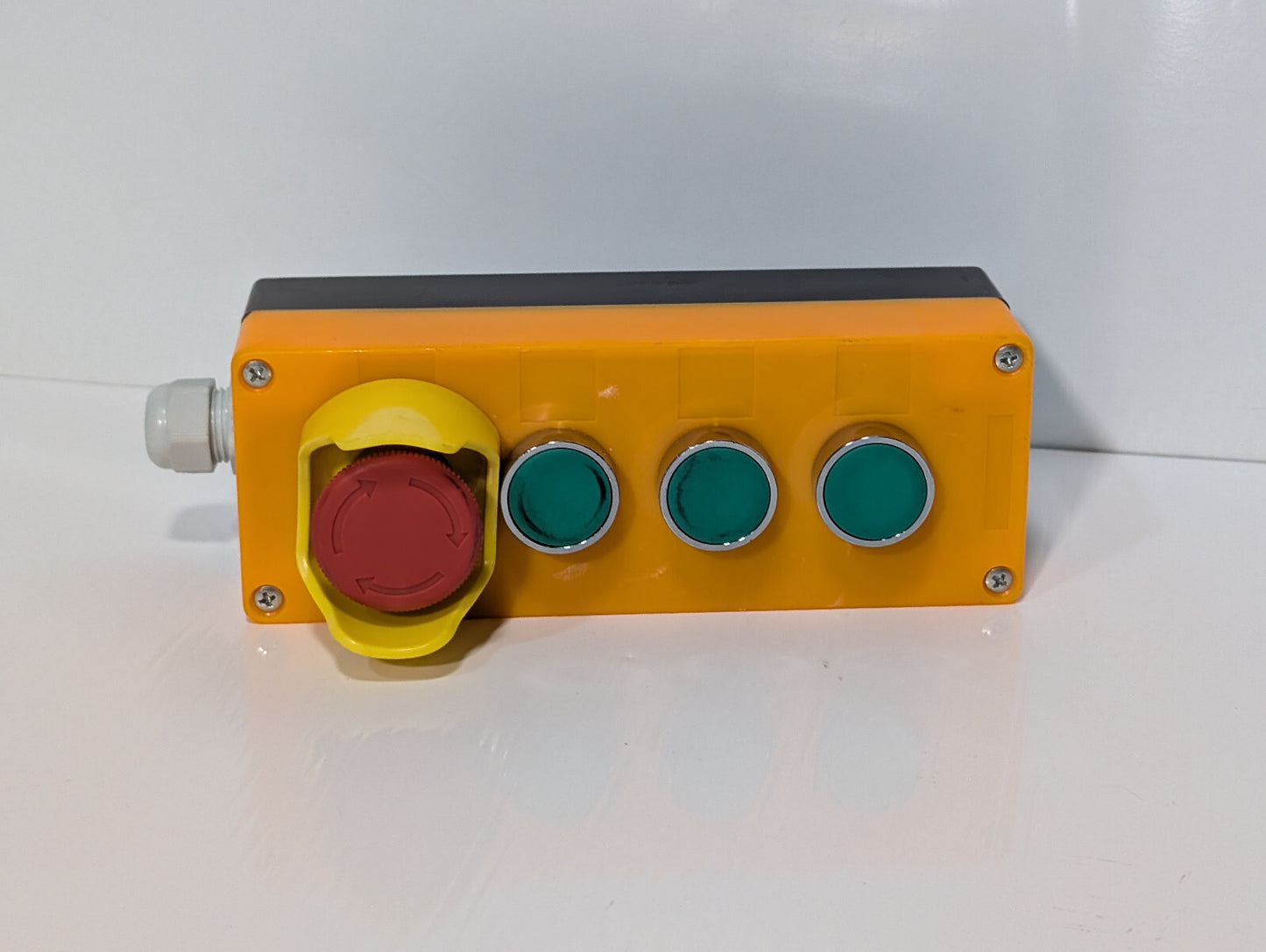 Yellow Industrial Push-Button Switch Control Box Emergency Stop Knob 3 Green