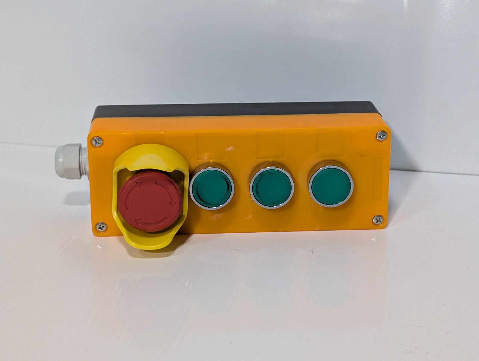 Yellow Industrial Push-Button Switch Control Box Emergency Stop Knob 3 Green