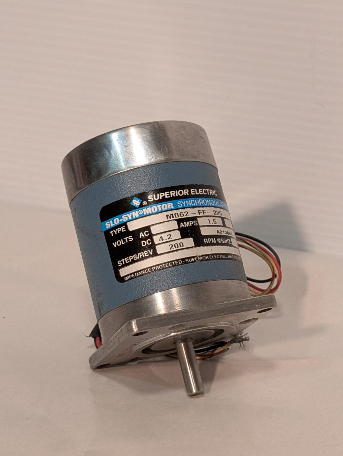 Superior Electric M062-FF-206 Slo-Syn Stepping Motor, 200rpm, 1.5A, 4.2vdc