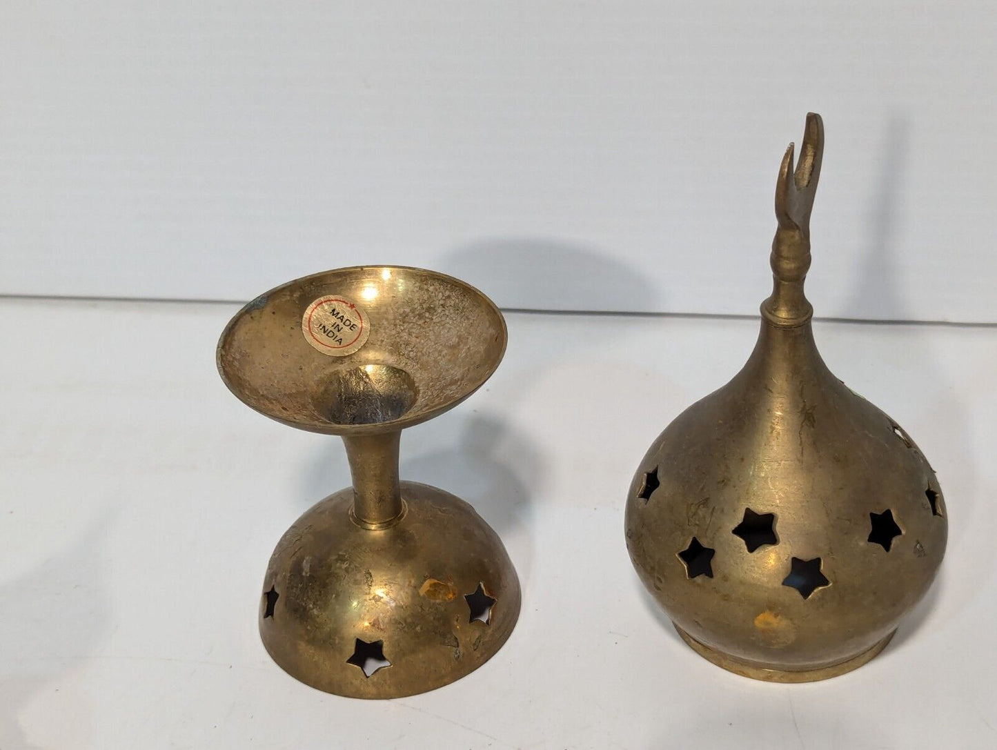 Set of 3 Vintage Brass Incense Burners, Hand Made India - Free Shipping