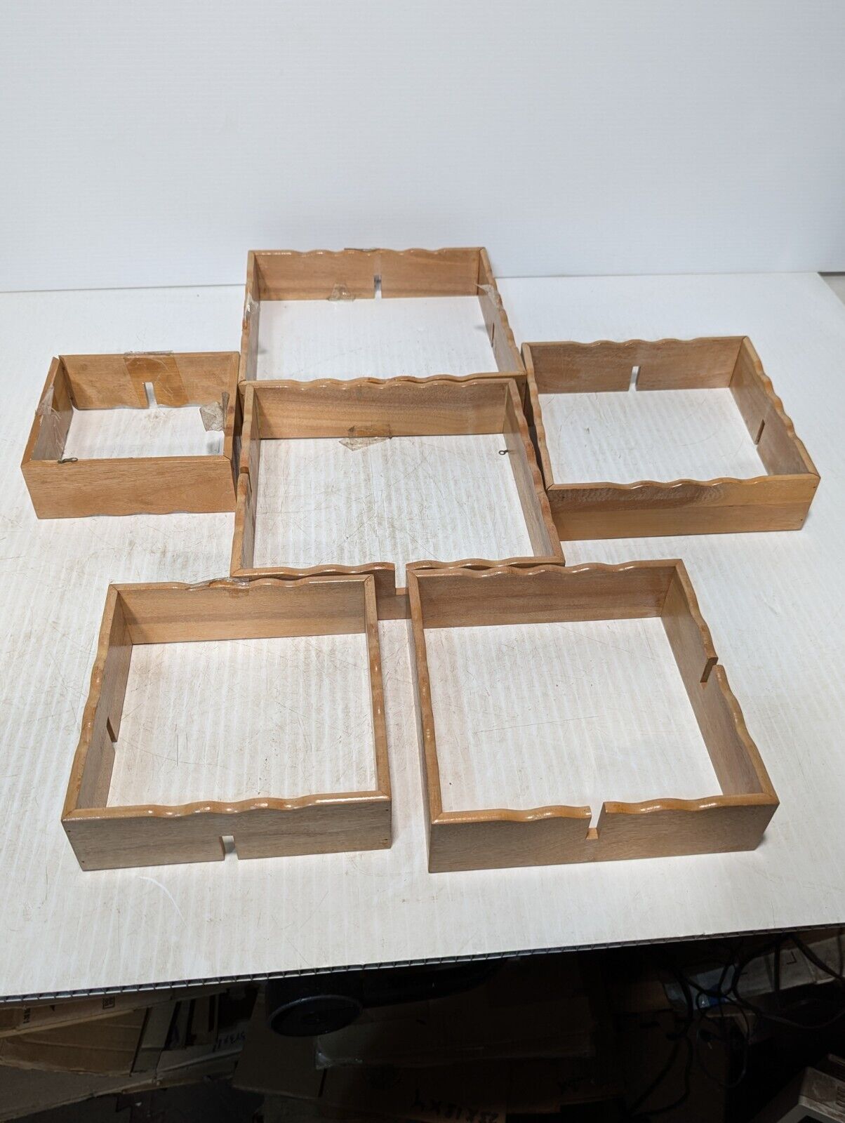 6 Wood Floating Display Shelves Wall Mounted Square Cube Shadow Boxes -Free Ship