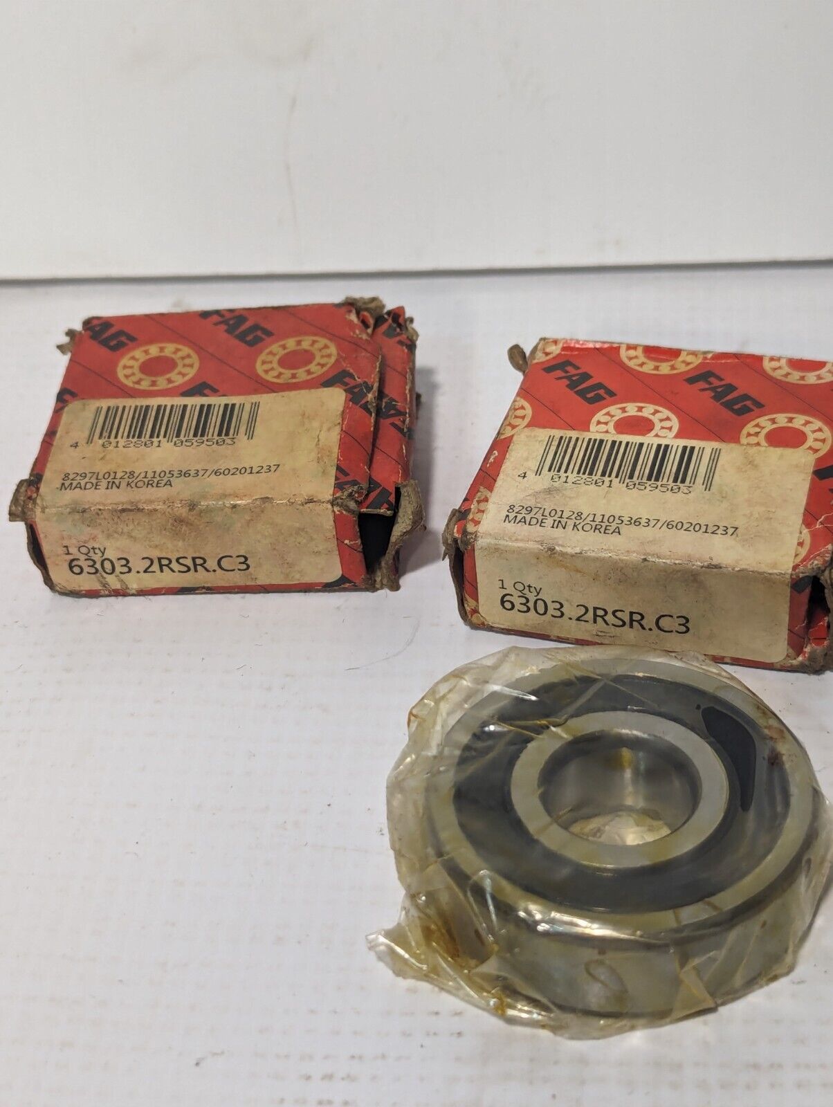 Lot of 2 FAG 6303.2RSR.C3 Deep Groove Ball Bearing, 17mm x 47mm x 14mm