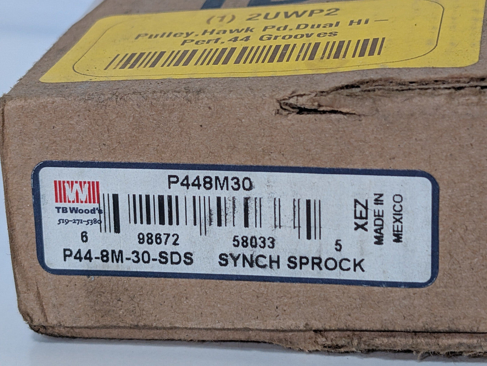 TB Woods 2UWP2, P44-8M-30-SDS Synchronous Sprocket Pulley, SDSx5/8, Max 5740 RPM