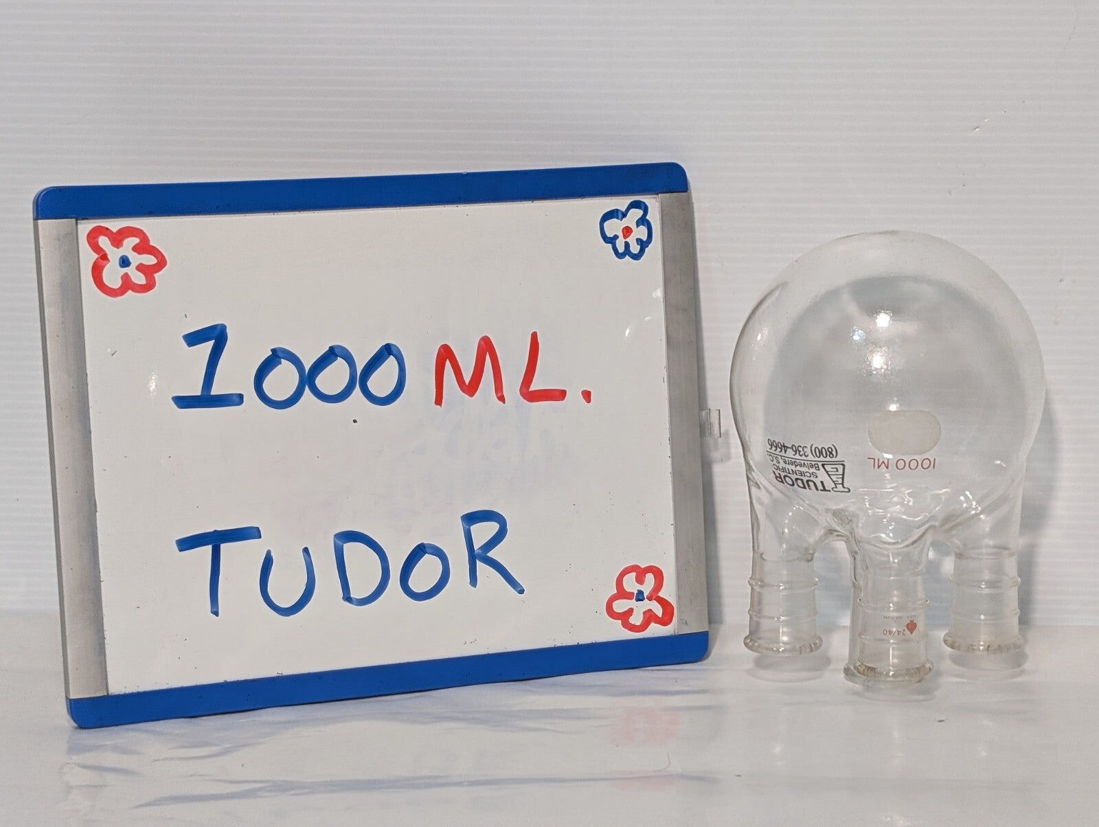Tudor Scientific (Ace) 1000ml 4-Neck Boiling Flask, (3) 24/40 Joints