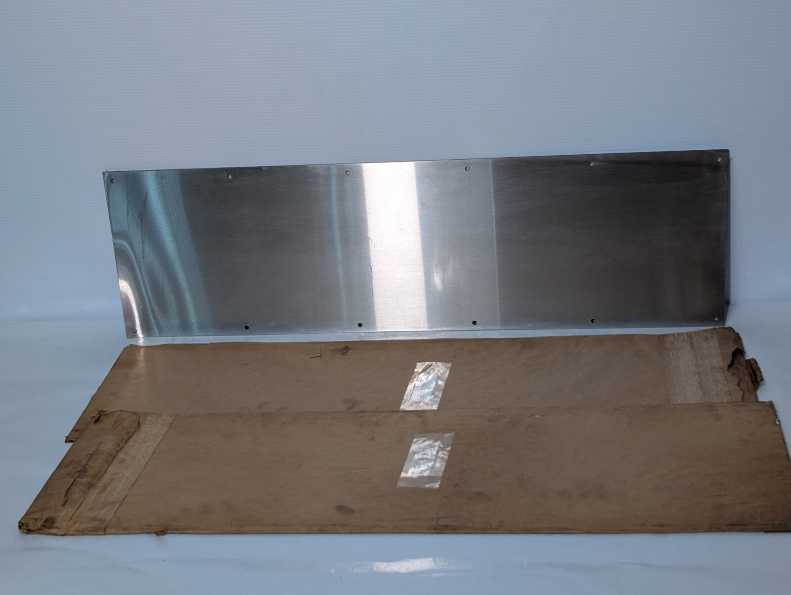 Stainless Steel Door Kick Plate, 10" x 34", 12 Hole