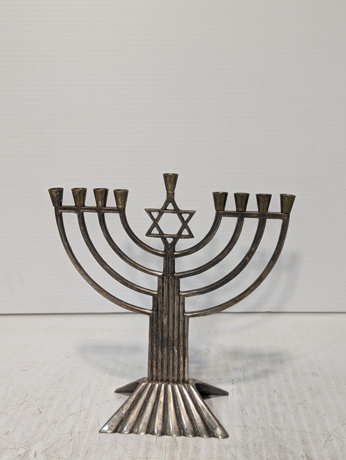 Aviv Judaica Imports Pewter Menorah w\ Star Of David, 8" x 9" - Free Shipping
