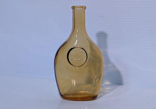 Vintage Wheaton Light Amber Glass Bottle Embossed Crown Medallion 5.5" Tall