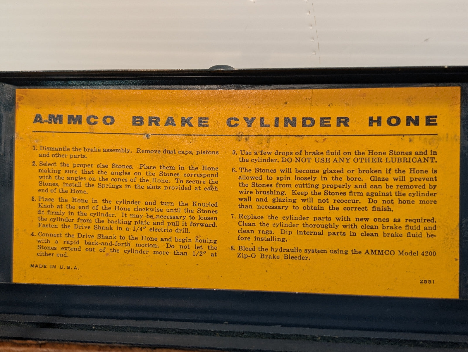 Vintage 7 piece Ammco Brake Cylinder Hone Kit, 350 Head, Metal Box