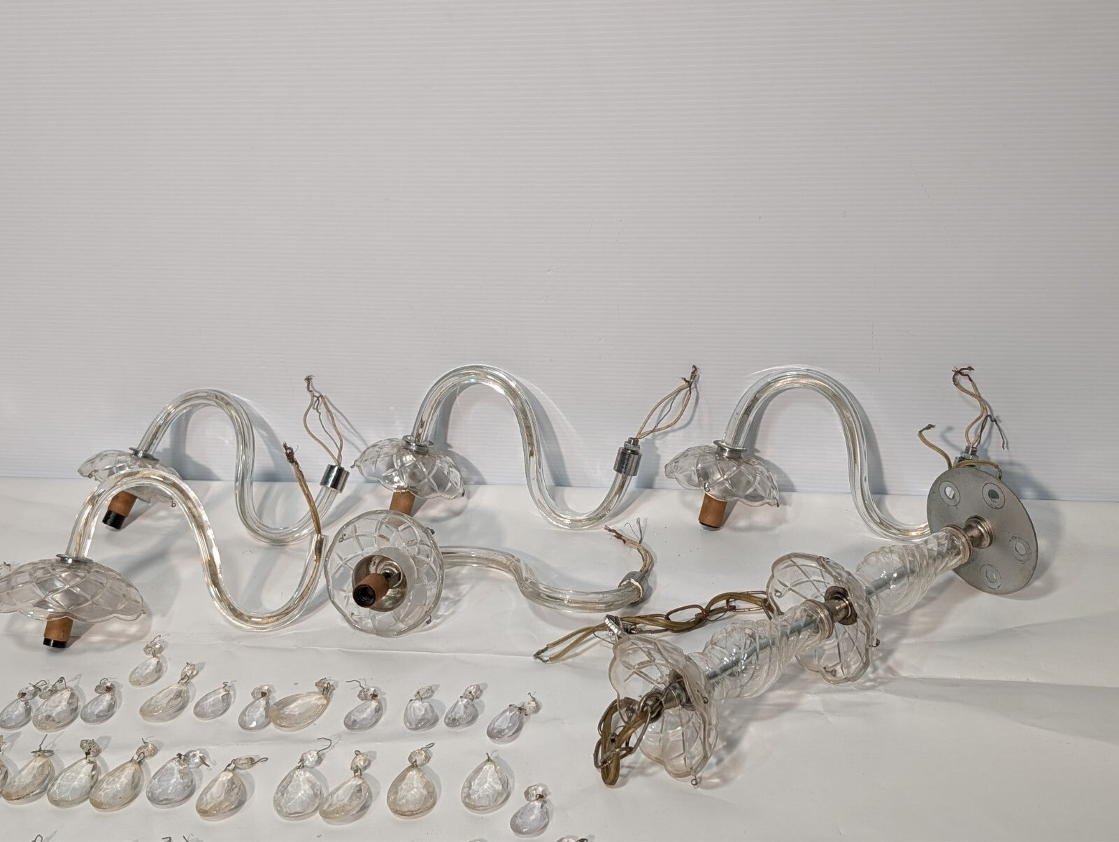 Vintage Crystal Chandelier, Disassembled