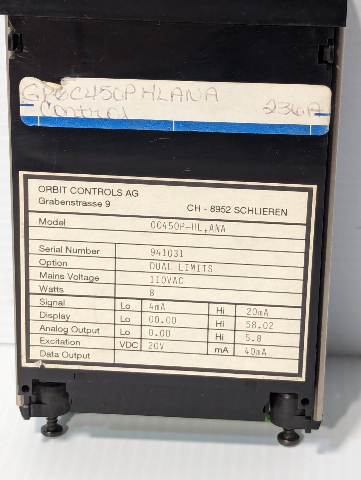 Orbit Controls OC45OP-HL, ANA four-digit digital panel meter - Free Shipping